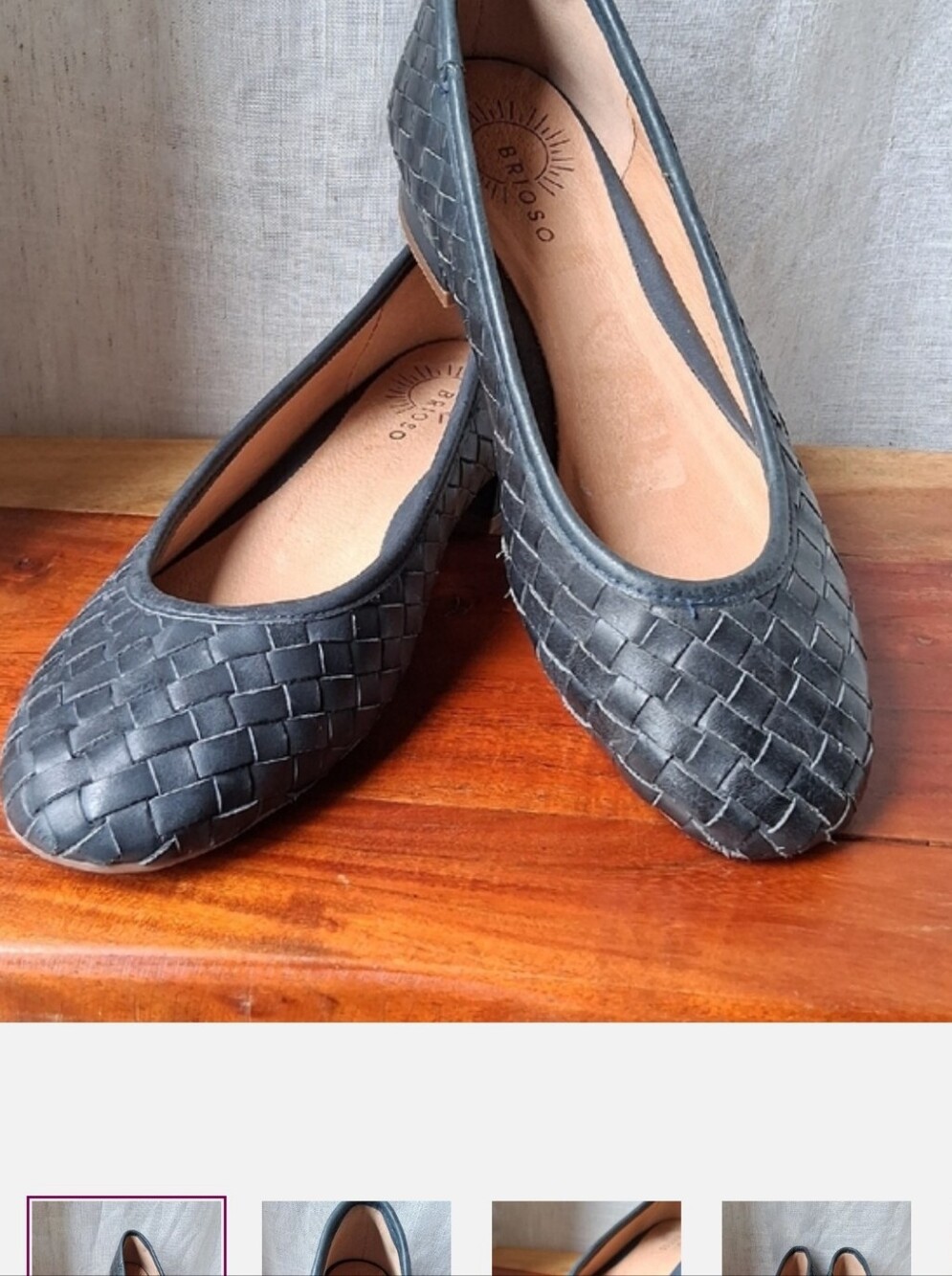 Brioso Mera Navy Woven Leather Shoes 7